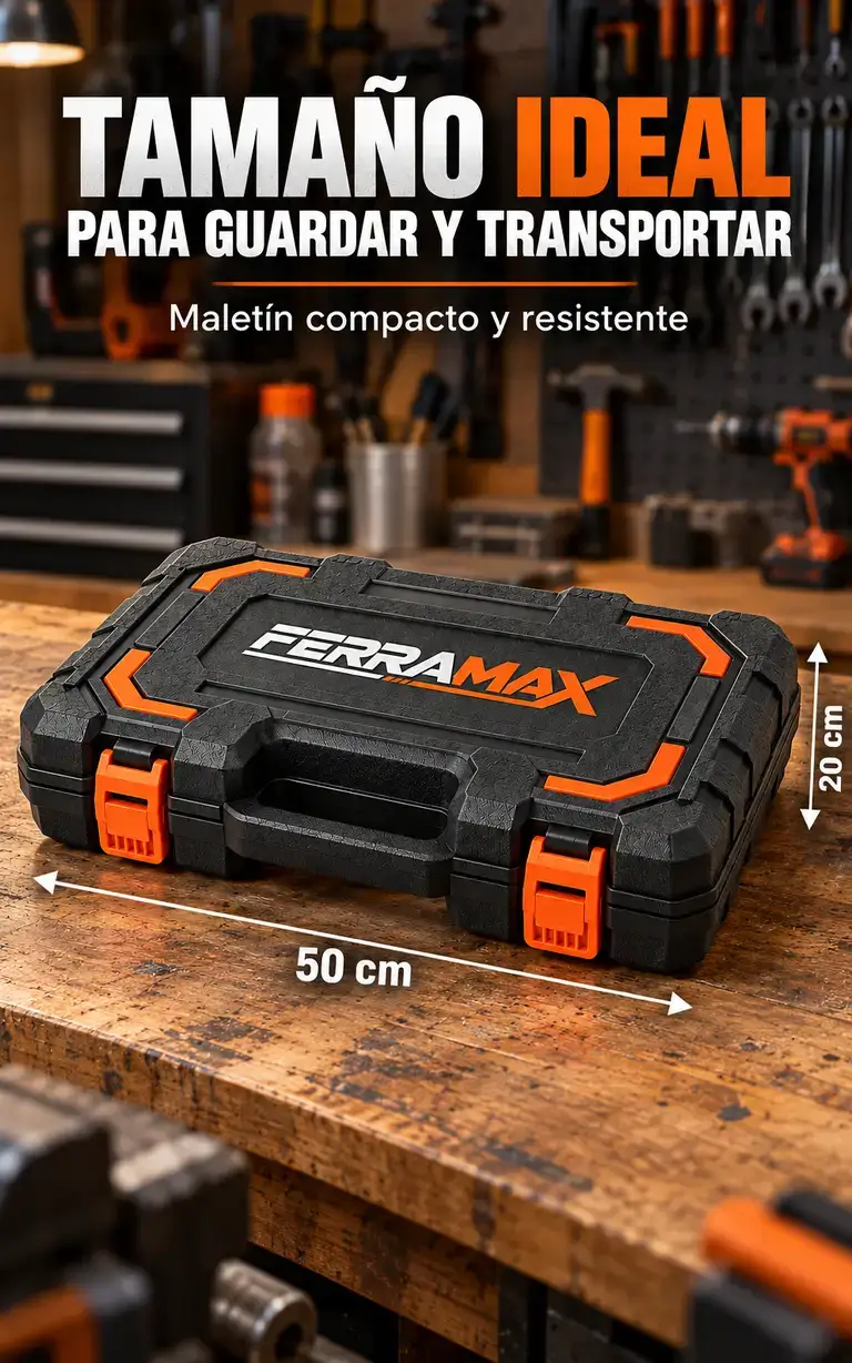Maletín FerraMax de tamaño ideal para guardar y transportar: 50 cm por 20 cm